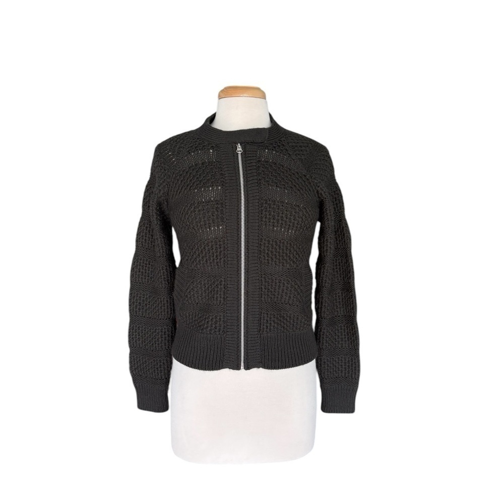 Hartford Black Wool Crew Neck Women's Cardigan Jacket Size Small